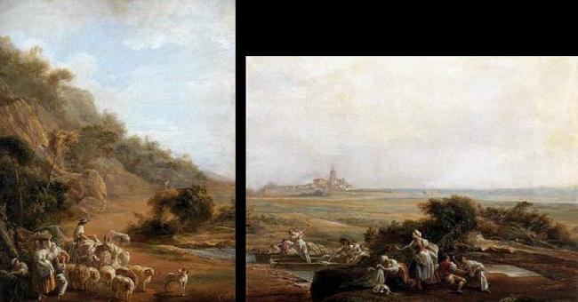 Luis Paret y alcazar Village Scene and View of Fuenterrabia France oil painting art